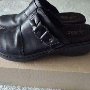 Clarks Black Mules